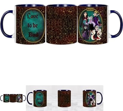 Taza de cerámica estampada con diseños Películas, literatura y películas -325 ml- Interior a color. Ideal como regalo microondas lavavajillas (VILLANAS CLÁSICAS)
