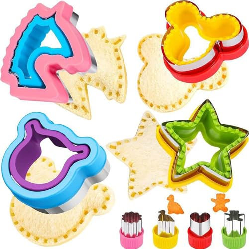 Klabsi sandwich ausstecher kinder, 8 Stück ausstecher brot und gemüse, toast ausstecher kinder ausstechformen, mickey mouse ausstecher Dino Stern bär Formen