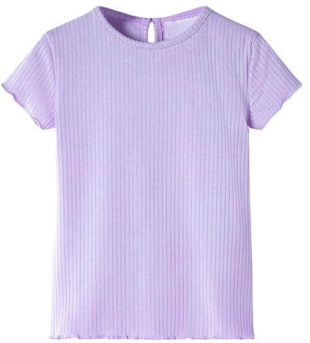 Kinder T-Shirt Rundhalsausschnitt Kurzarmshirt Mädchen Kindershirt Lila 116