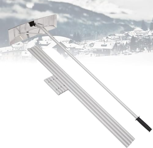 Pala quitanieves para techos, rastrillo de Aluminio para techos de Nieve con Mango telescópico Ajustable, Duradero, Estable, Ideal para Limpiar Nieve/Hojas/escombros