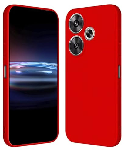 RankOne Funda para Poco F6 (6.67 Inches) Carcasa de Silicona de TPU Suave - Rojo Chino