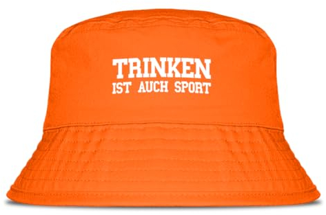 Prozente Momente Trinken ist auch Sport Fischerhut | Anglerhut | Sonnenhut | Sommer | Party | Lustige Sprüche | OneSize | Malle | Urlaub | Orange