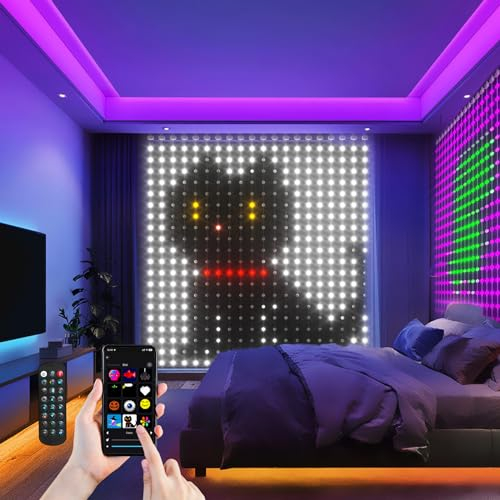 Ciskotu® Lichterketten Vorhang, 186+ Modi RGBIC Smart Lichtervorhang Led Vorhang 3 x 3 M, IP65 Wasserdicht DIY Dynamisches Lichtmuster mit 400 LED Lichtvorhang, Lichterkette Wand Weihnachtsdeko