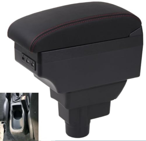 Armlehnenbox Auto Zentrale Aufbewahrungsbox Getränkehalter Aschenbecher Zubehör Innenteile Nachrüstdetails (B2 Black Line 3USB) Für Corsa D 2007-2020