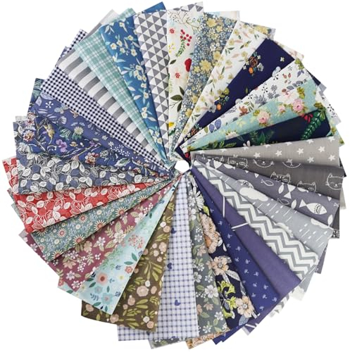 YXJDWEI 30 Stück Baumwollstoff Patchwork Stoffe 25x25cm DIY Gewebe Quadrate 100% Baumwolltuch Stoffpaket zum Nähen Mehrfarbig für Handarbeiten