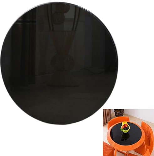 Glasplatte Schwarz Rund Tisch Sicherheitsglas - Runde Gehärtetem Glass Tischplatte - 8mm Dicke Kanten Geschliffen und Poliert, für Terrasse, Esstisch, Couchtisch, Beistelltisch(Size:88CM(35INCH))