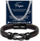 Merclix Vatertagsgeschenke für Papa Lederarmband-Halskette Set Papa Geschenk Vatertag Geschenk von Tochter Geschenk Papa Geburtstag Papa Geschenk Weihnachten Weihnachtsgeschenke für Papa