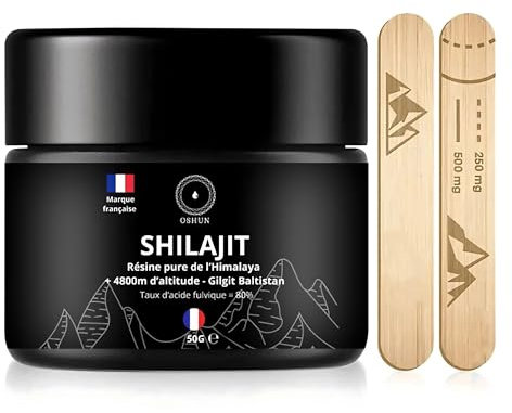 Shilajit Pure 50G - Résine de Shilajit Himalaya Purifiée - Testé en Laboratoire - Riche en Acide Fulvique Humique, minéraux & Oligo-Éléments - 3 Mois d'approvisionnement