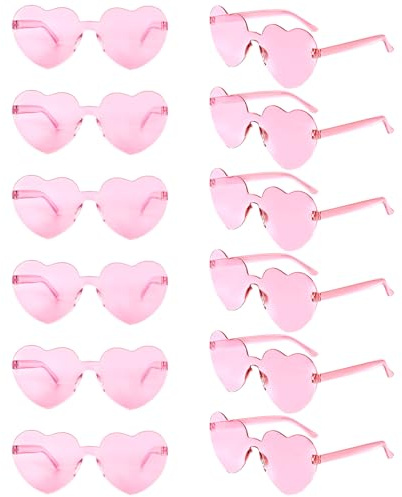 Bouiexye 12 Pack Heart Shaped Sunglasses for Women Heart Glasses for Bachelorette Birthday Party Favor
