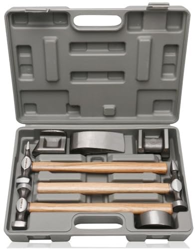 kit attrezzi da officina riparazione carrozzeria auto,kit di martelli e tassi,Set di martelli e tassi da carrozziere,7 pcs Include martello,manico in legno massiccio,comfort e durata per carrozziere