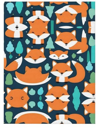 Fox Forest Happy Cut modische Flanell-Bettdecke, 127 x 101,6 cm, gemütliche Decke, weiche und warme Sofadecke, Schlafzimmer-Decke