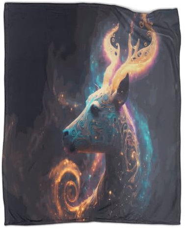 GQmoney Fleecedecke mit Rentier-Motiv, weich und gemütlich, 3D-Druck, Überwurfdecke für Kinder, Jungen und Erwachsene, Bedruckte, Feste Plüschdecke für Bett und Couch, 180 x 200 cm