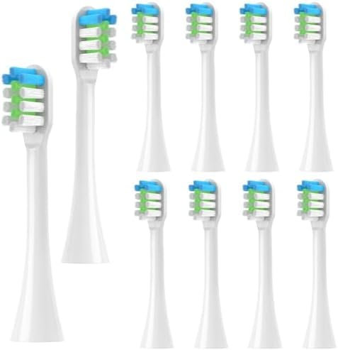 10er Pack Ersatzbürsten für Lächen, Medium Borste Zahnbürstenkopf, Kompatibel mit Olybo und Lächen Ultraschall Elektrozahnbürste, Zahnbürste Weich für X7/X11 (Weiß)