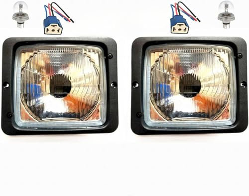 MelTruck 2x R2 Scheinwerfer 12V Fernlicht Abblendlicht Fendt Farmer Favorit Zetor IHC 433, 743, 745 mit 12V Glühbirnen mit mit Lampenfassungen (2 Funktionen - R2 - mit Lampenfassungen)