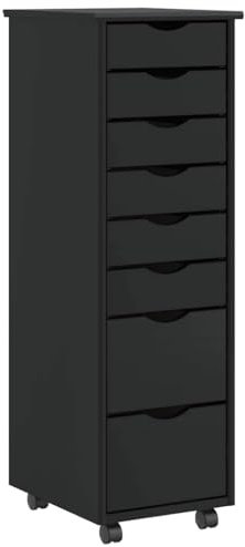 vidaXL Rollschrank mit Schubladen Moss Schwarz Massivholz Kiefer