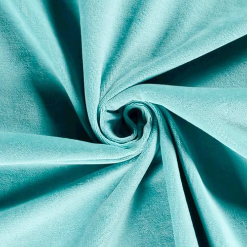 Nicky-Stoff Velour Nicky uni Zuschnitt ab 50 x 150cm Velourstoff Baumwolle Farbwahl, Farbe:023 - türkis