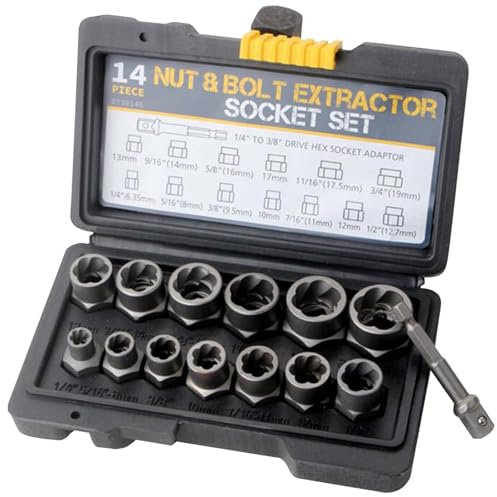 Juego de extractor de tuercas de 14 piezas, juego de extractor de tornillos de 6,35 – 19 mm, juego de extractor de tuercas, juego de extractor de tuercas, juego de extractor de tornillos dañados