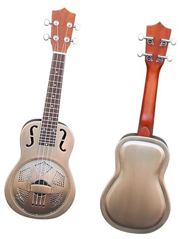 Resonator-Ukulelen-Körper Aus Rotem Rost-Messing, F-Löcher, Mattes Finish, 24 ukulele anfänger