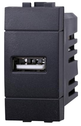 IXTRIMA Module prise USB 5 V 2,1 A, couleur noire, compatible avec Bticino Living Light/International 1 pièce