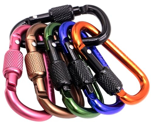 Primasage 10 Pezzi 2.24in Alluminio Forma D Moschettone, Moschettone Arrampicata, Moschettoni da Viaggio per Esterno, Campeggio, Pesca, Escursioni, Zaino in Spalla