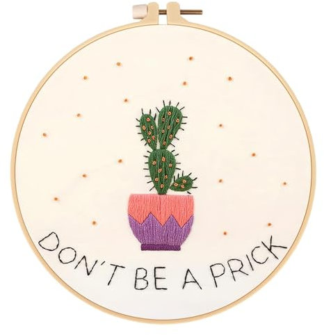 Nurhore Embroidery Starter Kit, DIY Cross Stitch Stamped Embroidery Kit with Cactus Pattern for Adults & Kids Beginner, Handmade Sewing Craft for Women & Girl Birthday, Anniversary