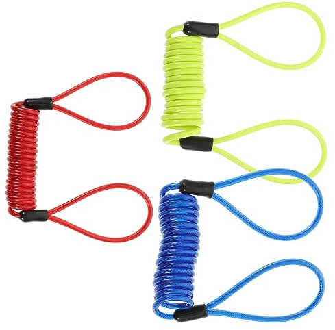 HOLIDYOYO 3pezzi Blocca Disco in Per Bicicletta Di Promemoria e Lucchetto Molla Facile Da Arrotolare o Allungare Colore Per Fissaggio