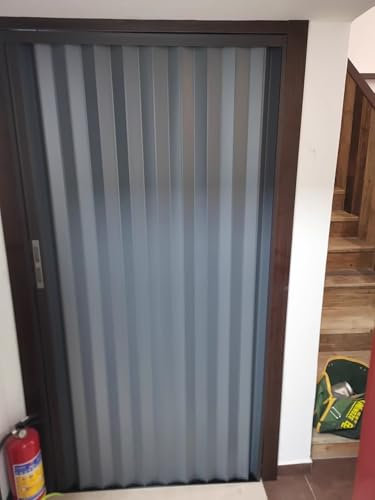 Puerta plegable interior con cerradura y llave, puerta deslizante retráctil sin taladro, para puerta de cocina del hogar, divisor de habitación