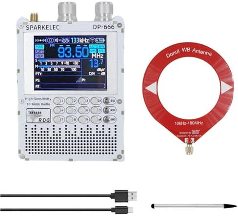 Koolenry TEF6686 Radio DP-666 Full Band FM/LW/MW/SW Shortwave Radio ESP32 RDS 2.8 Inch IPS Touch Screen +Loop Antenna Kit