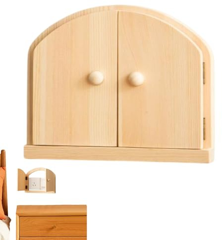 Holzauslassplattenabdeckung - handgefertigte Märchentür -Design, feste Eiche Eiche Elektrische Abdeckung | Wurles Lernraumdekor, Kindersicherheit, glatte, stochernde Oberfläche, dekorative Lichtschalt