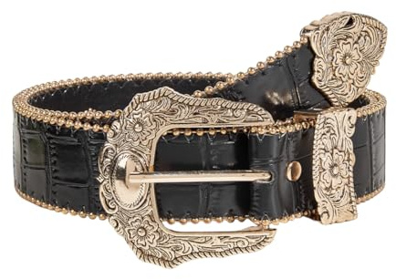 AOWVUTS Damen Ledergürtel für Jeans Hosen Kleider Leopardenmuster Mode Taille Gürtel mit Vintage Goldschnalle Frauen Y2K Punk Gürtel