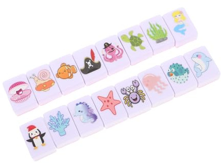 SUPVOX Jeu de Mahjong Animaux Marins Tuiles Portable et Léger pour Joueurs Set Évasion Bord de Mer Cadeau Vacances Fêtes et Réunions Familiales