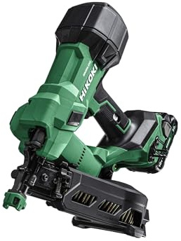 HiKOKI NV1845DAJXZ 18V Cordless Coil Roofing Nailer Kit, 15° Duplex Nails | Brushless Nailer with Air Spring Drive System, Drive Ring Shank Roofing Nails up to 45mm, 2x 2.0Ah Batteries, Charger & Case