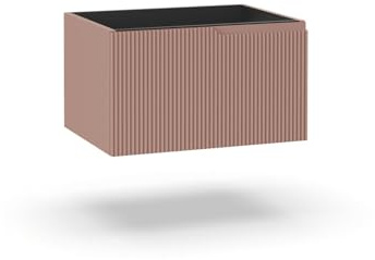AQA DESIGN base portalavabo 1 cestone, sotto lavabo da bagno frontale in MDF cannettato, mobile sottolavabo, nr1 cassetto con scorrimento e chiusura soft - Rosa cipria - 60x45x35 cm
