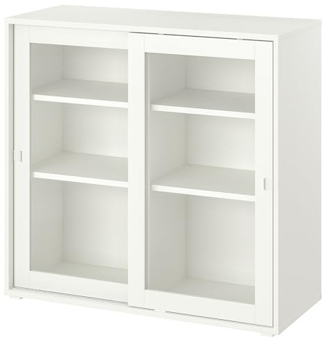 ProTuning VIHALS Armario con puertas correderas de cristal, blanco, 95x37x90 cm