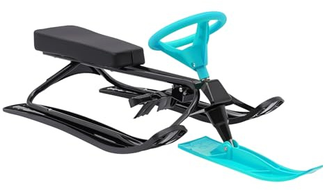 Erwachsene Schlitten Snowracer mit Lenkschlitten und Bremse, Sitzlänge 46cm, Max. 100 kg, Ski Schlitten Slider Board Snowracer Curve, Lenkschlitten für Kinder ab 3 Jahren und Erwachsene (grün)