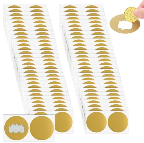 GEEHUA 100 Stück Gold Rubbelaufkleber Rund, Rubbelaufkleber Rubbellose | Selber Machen Rubbel Etiketten Scratch off Sticke für DIY Fingerabdruck Aufkleber kreative Überraschungen