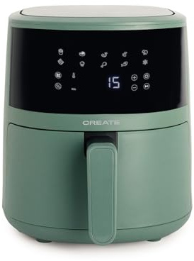 CREATE/AIR FRYER STUDIO EASY/Freidora de aire 4.5 L verde sage/Capacidad 5-6 raciones, 10 programas, panel de control táctil, control de tiempo y tempertura, 1400W