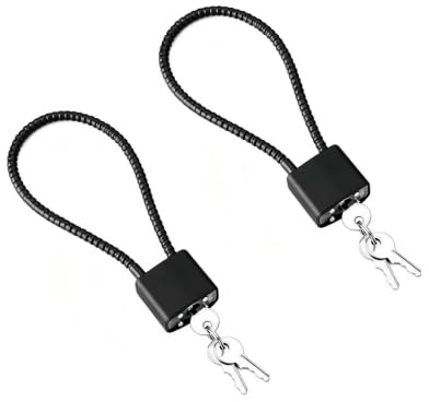 Lot de 2 Cadenas Clé Noir 28cm Cadenas Longue Tige en Acier Chaine Cadenas