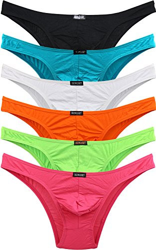 iKingsky Micro Slip en Modal Homme Taille Basse en Coupe Bikini sous-vêtements pour Homme (XL, Pack de 6)