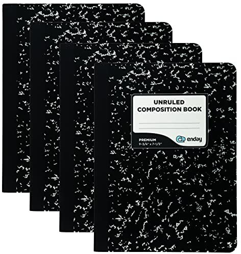 Emraw Black Marble Composition Book Unliniertes Papier 100 Sheet Office Dairy Drawing Note Books Journals Meeting Notebook Hard Covers Pack Of 4 Writing Book For school