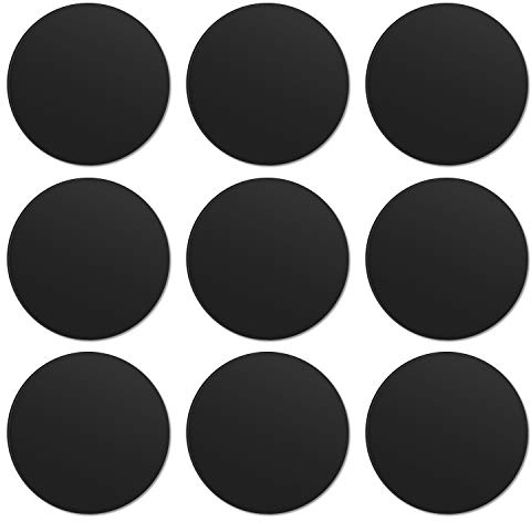 MOSUO 9 Pack Metal Plates, Mount Metal Plate Kits with 3M Adhesive on the back for All Magnetic Car Phone Holder Car Mount Cradle and other Magnetic Holder, 9 Round, Black