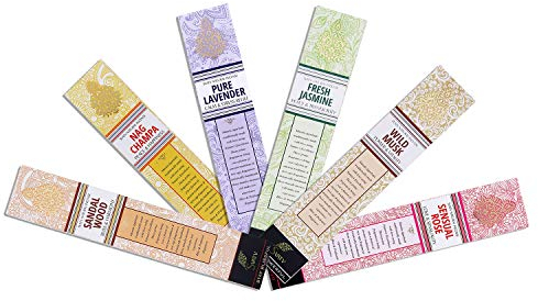 SVATV Incense Stick with Pack of 6 Incense (Nagchampa, Sandalwood, Lavender, Rose, Musk, Jasmine) for Meditation, Yoga, Spiritual - 15g x 06 incense | 90g | 3.17oz
