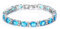 Deyanse Armband Damen, Tennis Armband, 18K Weißgold Vergoldet Tennisarmband mit Oval & Rund Zirkonia Geburtsstein, 18.5cm Armkette, Oval Aquamarin Blau Charm Armband mit Geschenkbox für Frau Mutter