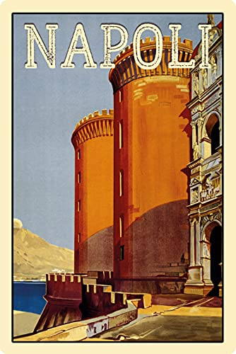 Blechschild 20x30cm gewölbt Urlaub Plakat Napoli Neapel Deko Geschenk Schild
