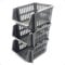 St@llion Set of 3 Small Silver Plastic Stackable Basket Multi-Purpose Storage Kitchen Shelves Veg Rack Fruit Storage Stand Stacking Shelves Stationary Basket (Pack of 1)