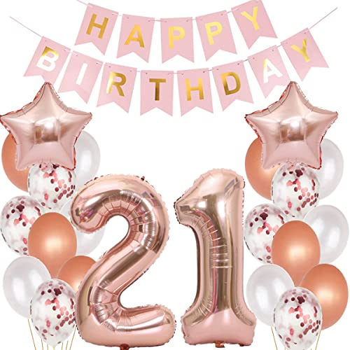 Luftballons 21 Geburtstag Dekoration frauen rosegold, 21. Geburtstag deko für frau,21 jahre Geburtstag deko frau 21 .geburtstag deko frau 21 Geburtstag frau 21 Geburtstagsdeko rosegold frauen (21)