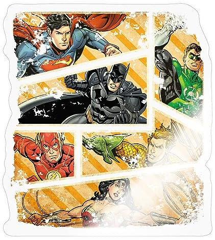 Spreadshirt DC Comics Justice League Vintage Helden Sticker Aufkleber, 10 x 10 cm, Transparent glänzend