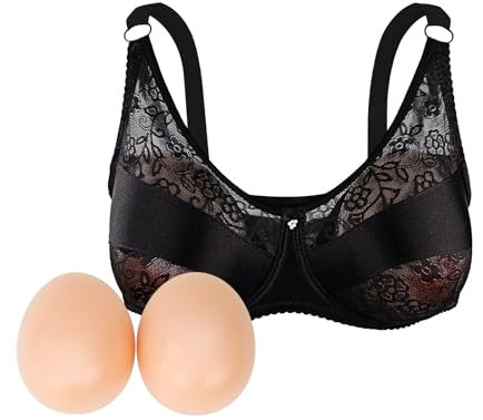 ONEFENG Crossdresser BH-Set mit Brustprothesen,Realistische Silikon Brüste für Männer Crossdressing Transgender Cosplay BH