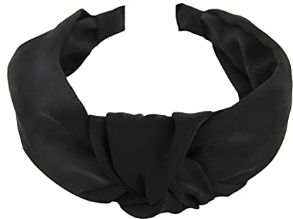 axy Haarreif mit Knoten und Satin bezogen-Vintage-Wunderschön Stirnband Haarschmuck Damen Haarreifen HR35A (Schwarz)