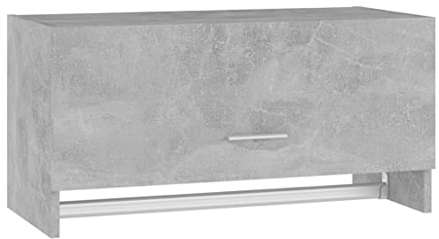 vidaXL Kleiderschrank Kleiderstange Wandgarderobe Schlafzimmer Hängeschrank Wandschrank Garderobenschrank Garderobe Betongrau 70x32,5x35cm Holzwerkstoff